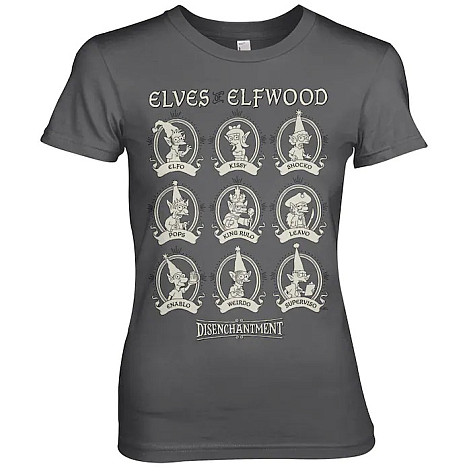 Disenchantment tričko, Elves Of Elfwood Girly Dark Grey, dámské