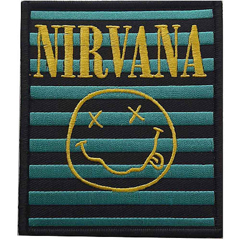 Nirvana tkaná nášivka PES 100x100 mm, Logo & Happy Face Stripes
