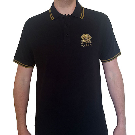 Queen tričko, Crest Logo Polo Black, pánské
