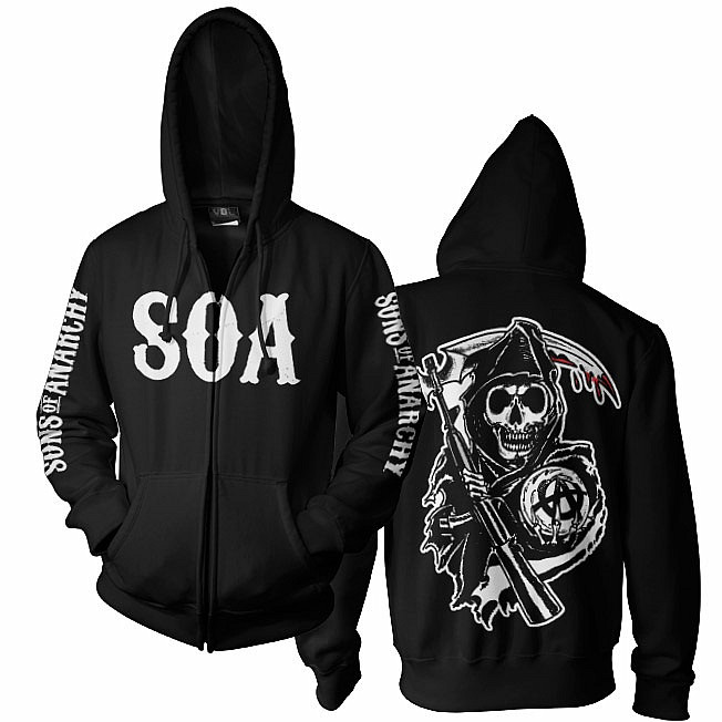 Sons of Anarchy mikina, SOA Reaper Zipped, pánská, velikost S