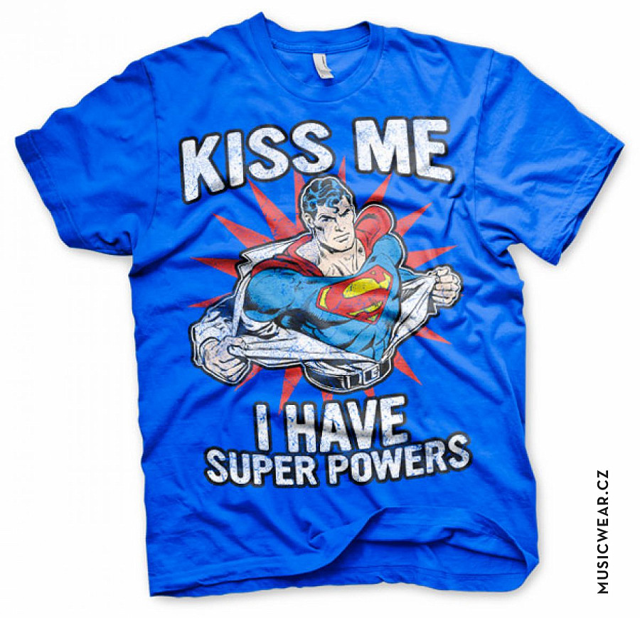 Superman tričko, Kiss Me I Have Super Powers, pánské, velikost XL