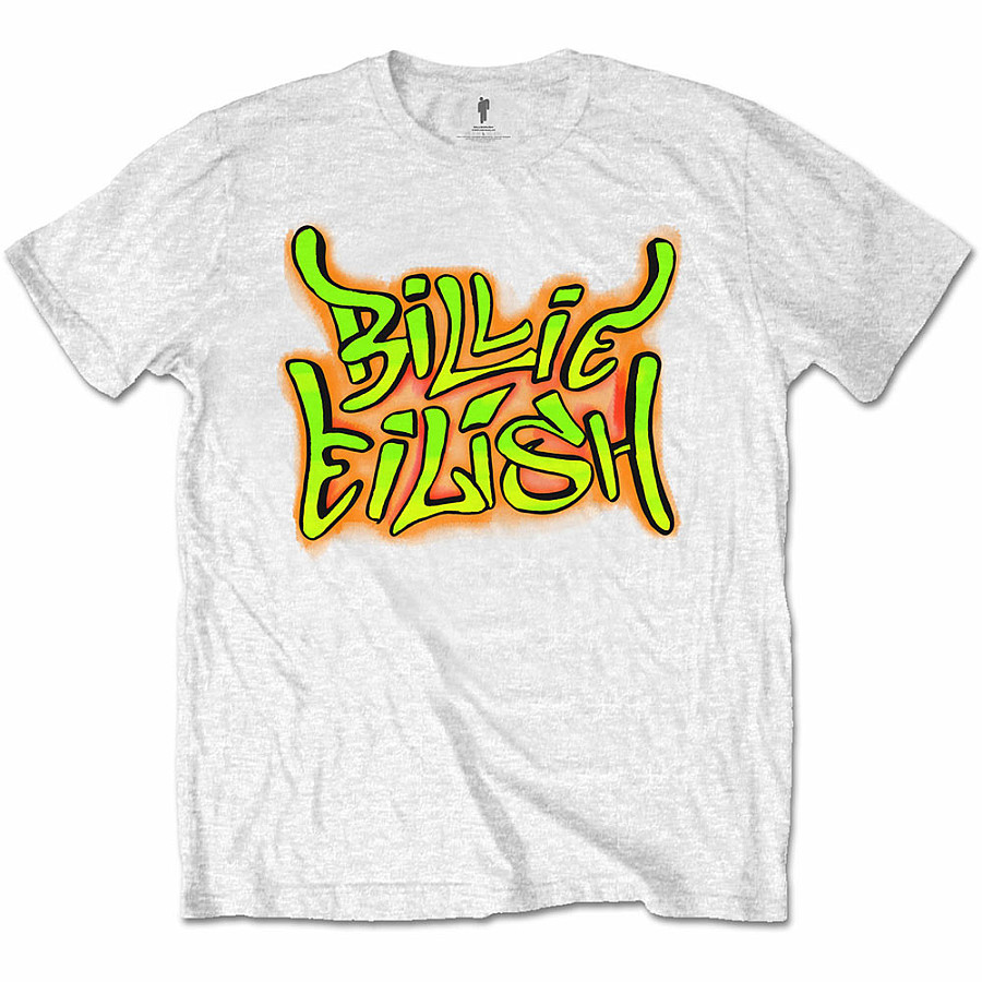 Billie Eilish tričko, Graffiti White, dětské, velikost XXL dětská velikost XXL (13-14 let)
