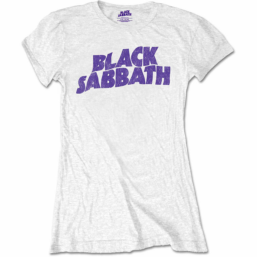 Black Sabbath tričko, Wavy Logo Vintage White Girly, dámské, velikost L
