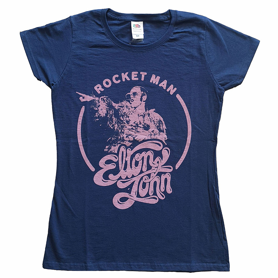 Elton John tričko, Rocketman Circle Point Girly Navy Blue, dámské, velikost XS