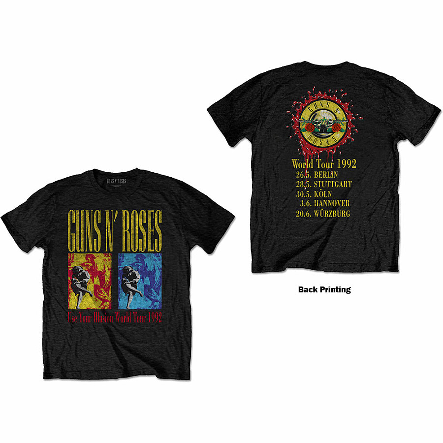 Guns N Roses tričko, Use Your Illusion World Tour BP Black, pánské, velikost XL