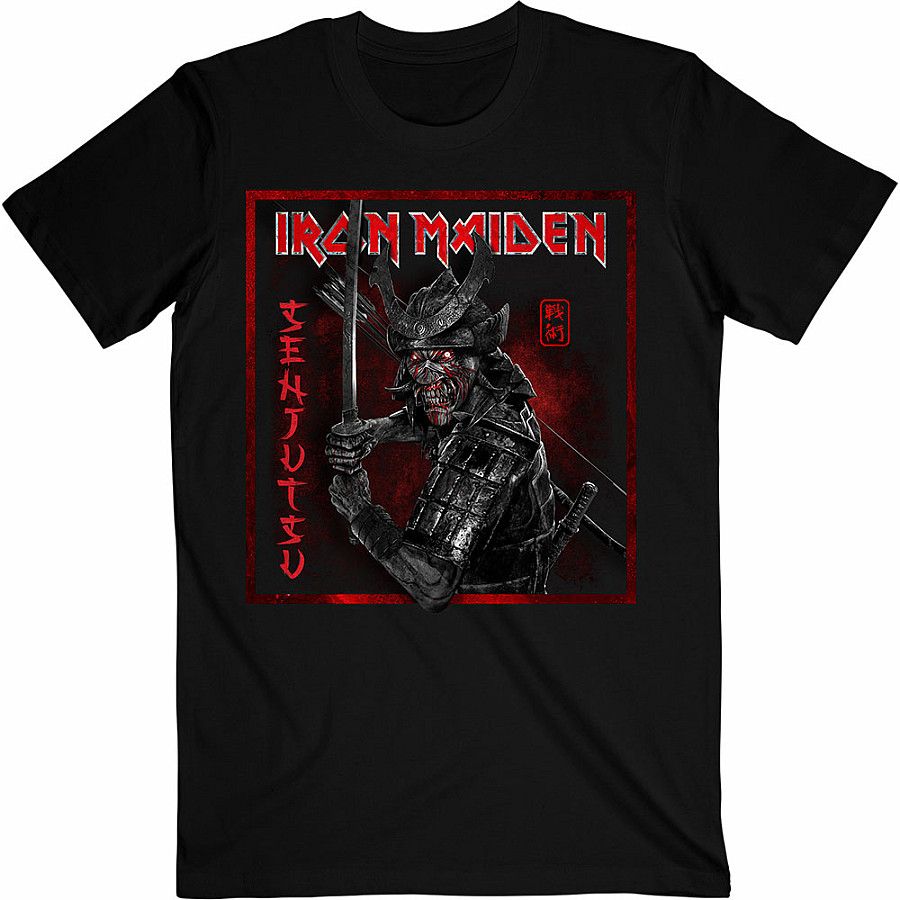 Iron Maiden tričko, Senjutsu Cover Distressed Red Black, pánské, velikost L
