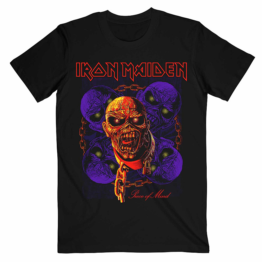 Iron Maiden tričko, Piece of Mind Multi Head Eddie Black, pánské, velikost L