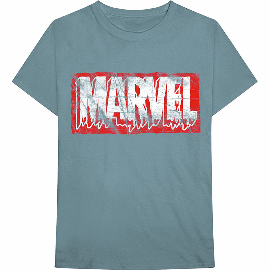 Marvel Comics tričko, Distressed Dripping logo Light Blue, pánské, velikost S
