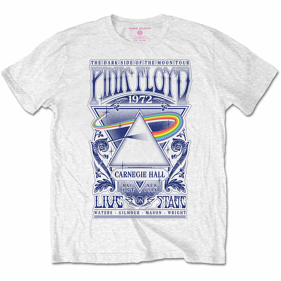 Pink Floyd tričko, Carnegie Hall Poster White, pánské, velikost XXL
