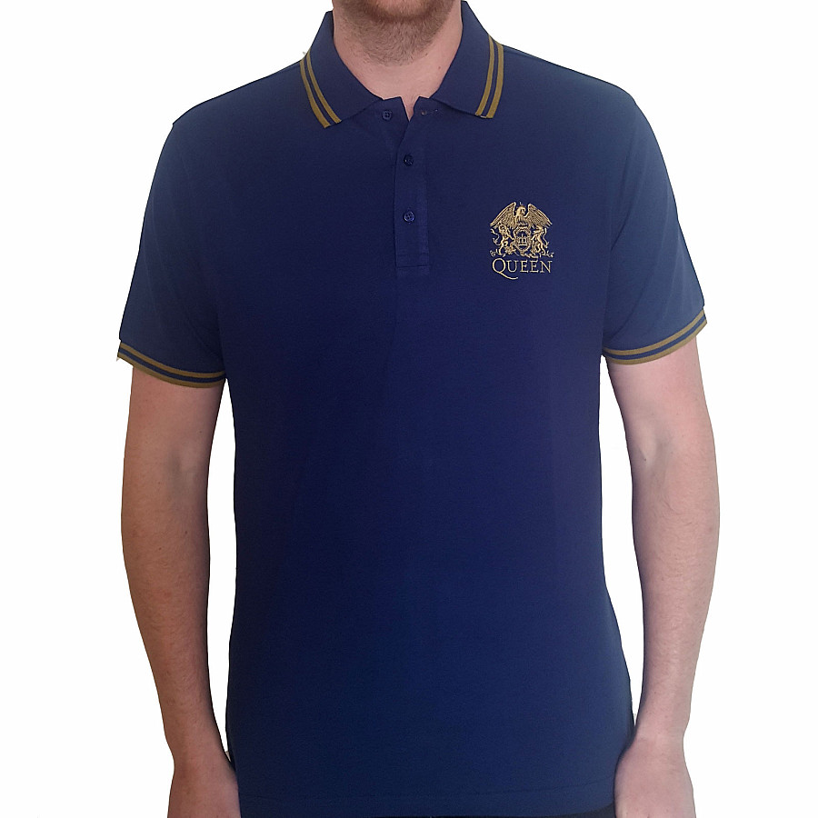 Queen tričko, Crest Logo Polo Navy Blue, pánské, velikost M