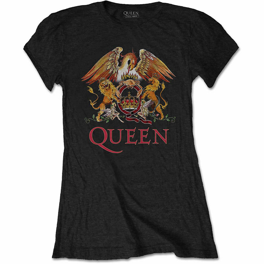 Queen tričko, Classic Crest Black Girly, dámské, velikost XS
