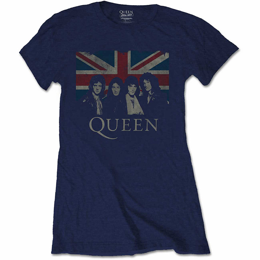 Queen tričko, Vintage Union Jack Navy, dámské, velikost M