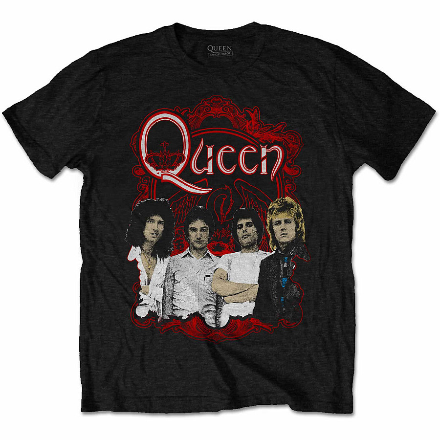 Queen tričko, Ornate Crest Photo Black, pánské, velikost XL