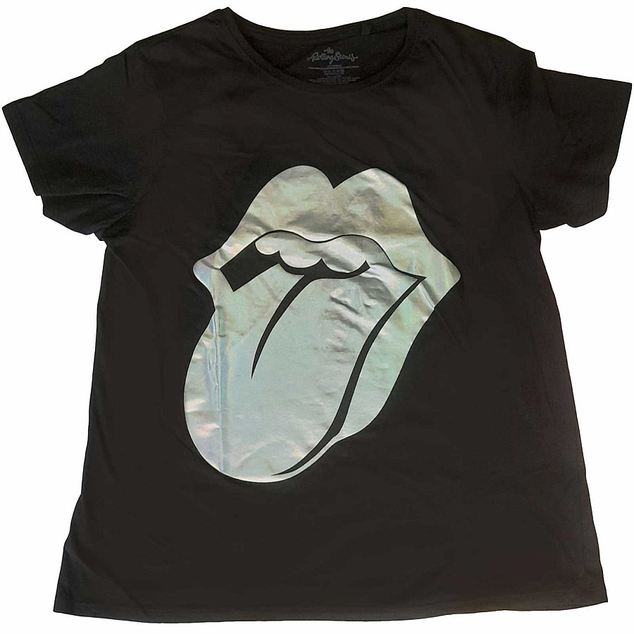 Rolling Stones tričko, Foil Tongue Black, pánské, velikost XXL