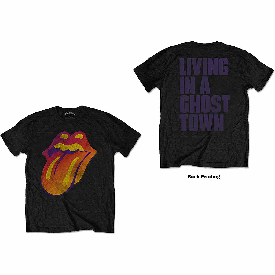 Rolling Stones tričko, Ghost Town Distressed Backprint Black, pánské, velikost L