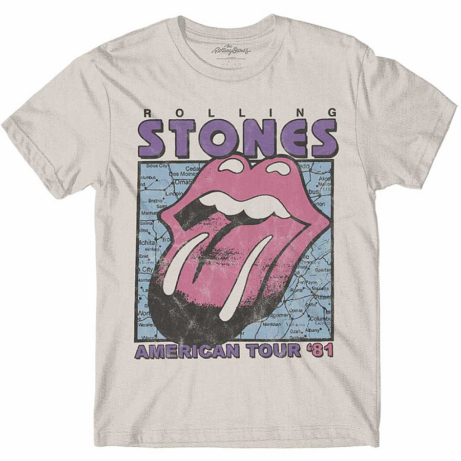 Rolling Stones tričko, American Tour Map Beige, pánské, velikost M