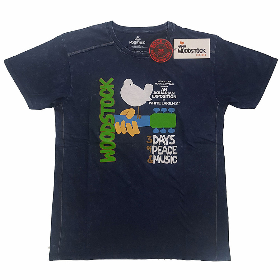 Woodstock tričko, Poster Snow Washed Blue, pánské, velikost XL