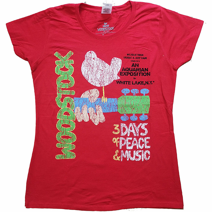 Woodstock tričko, Vintage Classic Poster Red, dámské, velikost M
