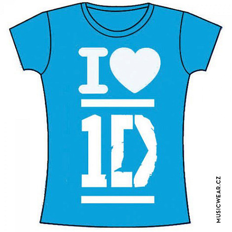 One Direction tričko, I Love Turquoise Blue, dámské