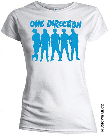 One Direction tričko, Silhouette Blue on White, dámské