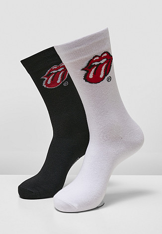 Rolling Stones 2 páry ponožek, Black & White Tongue, unisex - velikost 43 - 46