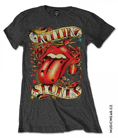 Rolling Stones tričko, Tongue & Stars Grey, dámské