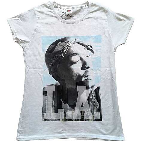 Tupac tričko, LA Skyline Girly White, dámské