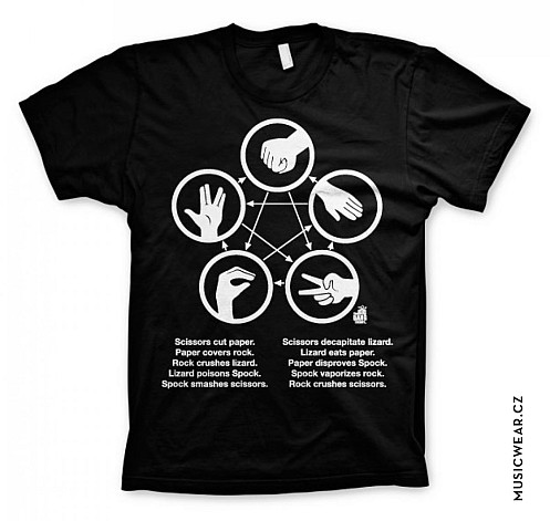 Big Bang Theory tričko, Sheldons Rock Paper Scissors Lizard Game BLK, pánské