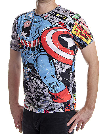 Captain America tričko, Comic Allover, pánské