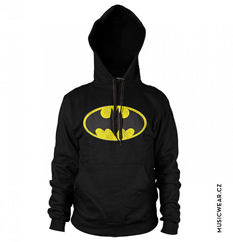 Batman mikina, Distressed Logo Hoodie Black, pánská