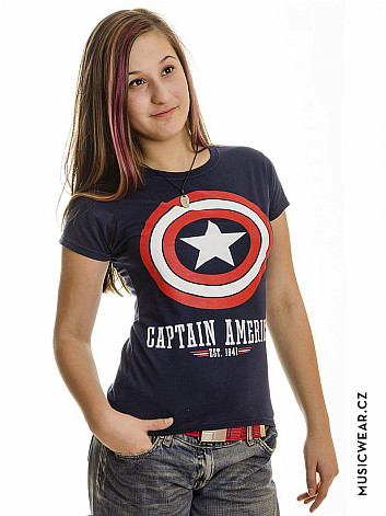 Captain America tričko, Logo Navy Girly, dámské