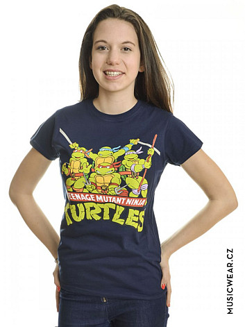 Želvy Ninja tričko, Distressed Group Girly, dámské