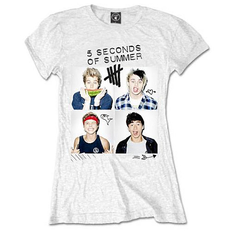 5 Seconds of Summer tričko, Scribbles Skinny Fit Girly, dámské