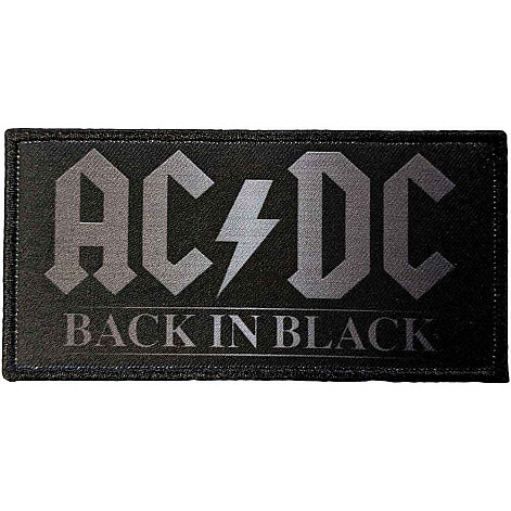 AC/DC tkaná nášivka/nažehlovačka PES 100 x 50 mm, Back In Black