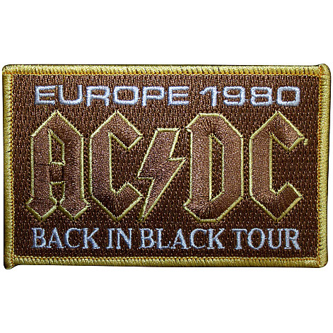 AC/DC tkaná nažehlovačka PES 103 x 65 mm, Europe 1980 Back In Black Tour