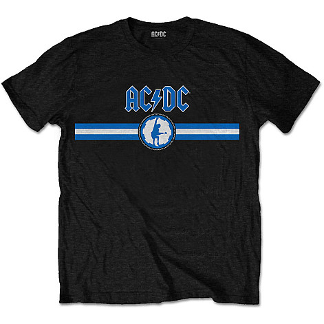 AC/DC tričko, Blue Logo & Stripe Black, pánské