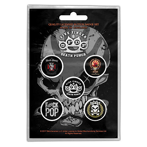 Five Finger Death Punch set 5-ti placek průměr 25 mm, FFDP Logos