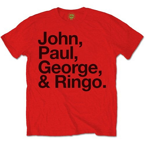 The Beatles tričko, John Paul George & Ringo Red, pánské