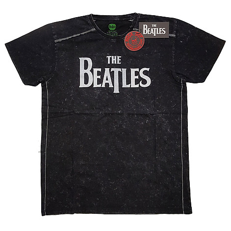 The Beatles tričko, Drop T Logo Snow Washed Black, pánské