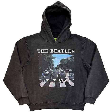 The Beatles mikina, Abbey Road & Logo Stone Wash Charcoal Grey, pánská
