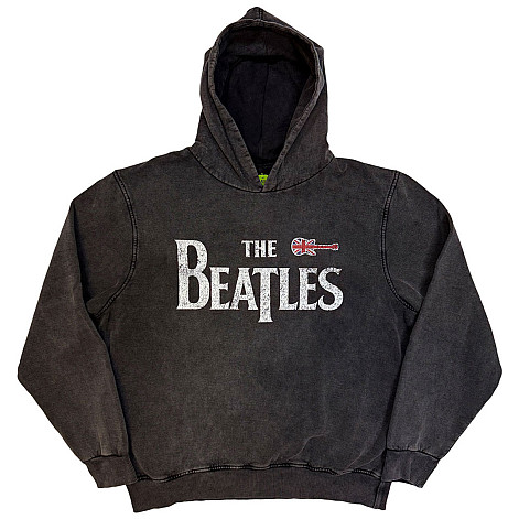 The Beatles mikina, Guitar & Drop T Wash Charcoal Grey, pánská