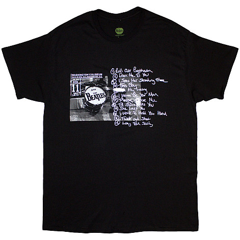 The Beatles tričko, Washington '64 Drum Photo & Setlist Black, pánské