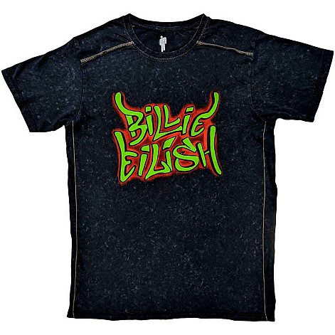 Billie Eilish tričko, Graffiti Snow Wash Black, pánské