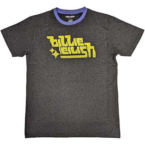 Billie Eilish tričko, Neon Green Logo Charcoal Grey, pánské