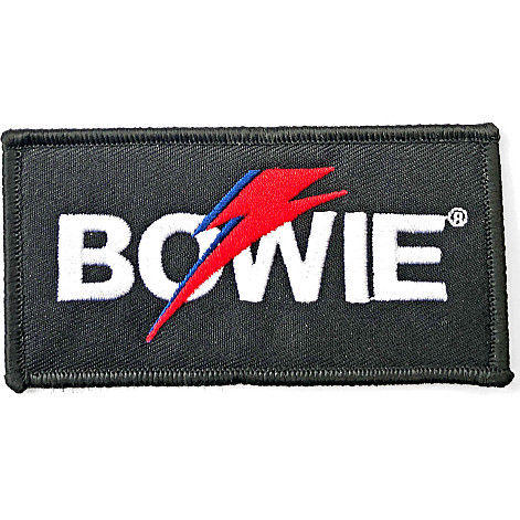 David Bowie tkaná nažehlovačka PES 100x49 mm, Flash Logo