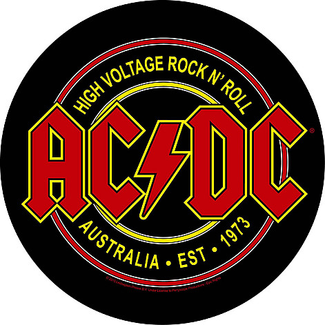 AC/DC nášivka na záda průměr 29 cm, High Voltage Rock N Roll