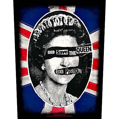 Sex Pistols nášivka na záda CO+PES 30x27x36 cm, God Save the Queen