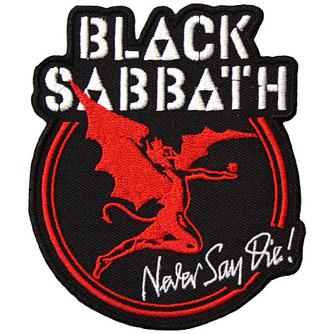 Black Sabbath tkaná nášivka/nažehlovačka PES 83 x 100 mm, Archangel Never Say Die