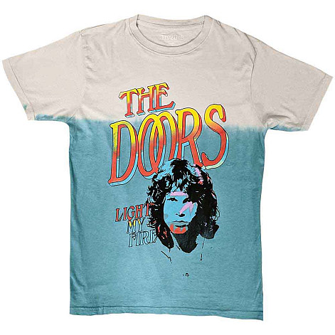 The Doors tričko, Light My Fire Stacked Dye Wash Light Blue, pánské