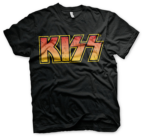 KISS tričko, Distressed Logotype Black, pánské